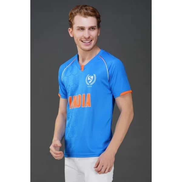 Round Neck T-shirt | Indian Cricket Team Jersey | Half Sleeve- India Blue